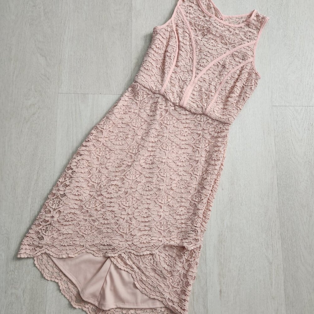 Pink Blush Dress Lace Midi size 8